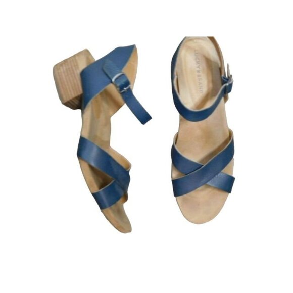 Lucky Brand Shoes - Lucky Brand Size 11 Navy Blue Strappy Leather Heels Shoes